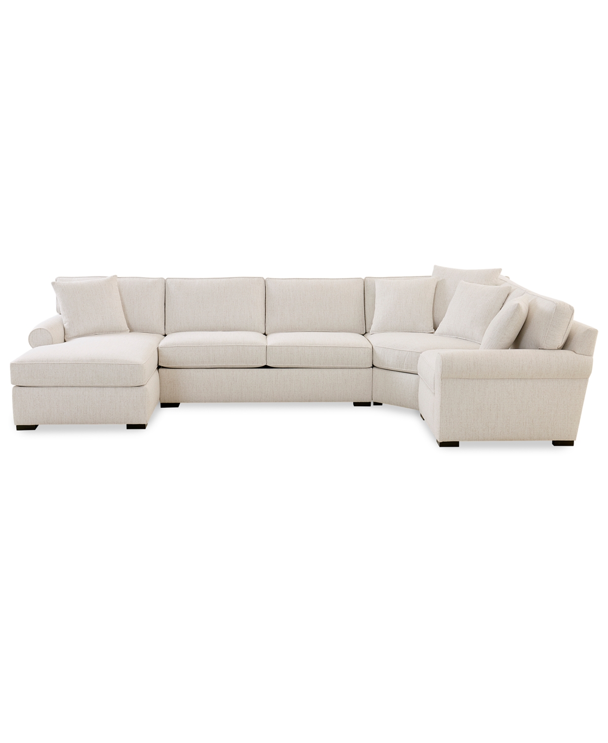 Macy's Radley Roll Arm 148" 4-pc. Fabric Chaise Sectional With Wedge, Exclusively At  In White