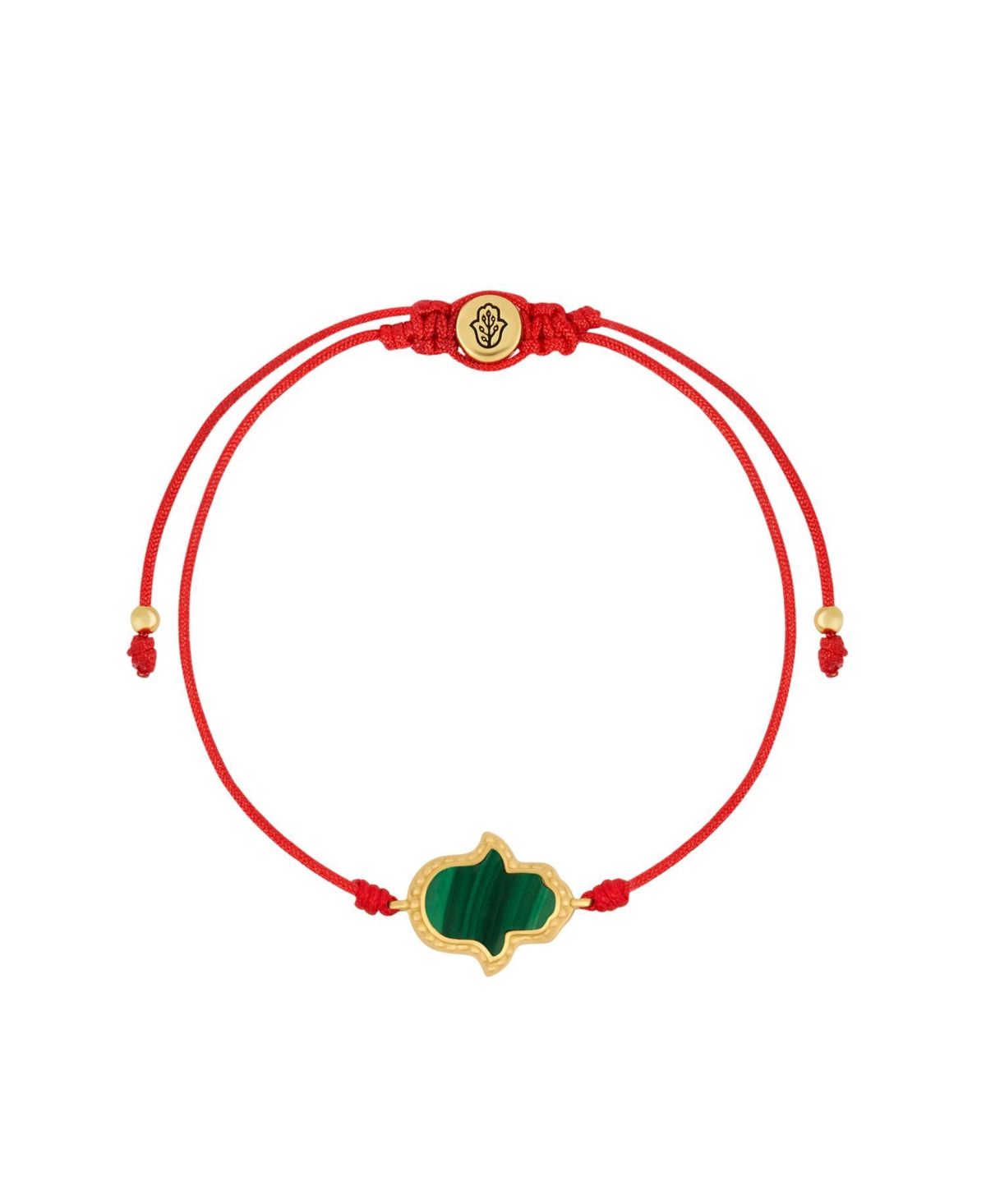 Blessed In Peace Hamsa Malachite Red String Bracelet - Red/Green