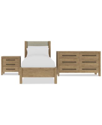 Furniture - Davie 3-Pc. Twin Set (Upholstered Bed, Dresser & 3-Drawer Nightstand)