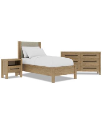 Davie 3-Pc. Twin Set (Upholstered Bed, Dresser & 1-Drawer Nightstand)