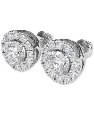 Diamond Halo Screw Back Stud Earrings (2-1/2 ct. t.w.) in 14k White Gold