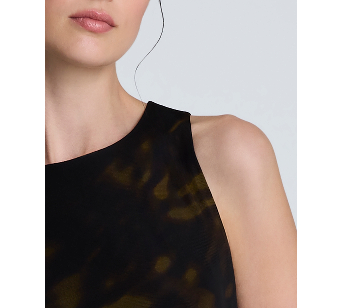 Kenneth Cole Sandra Side Ruched Asymmetrical Mesh Tank Dress
