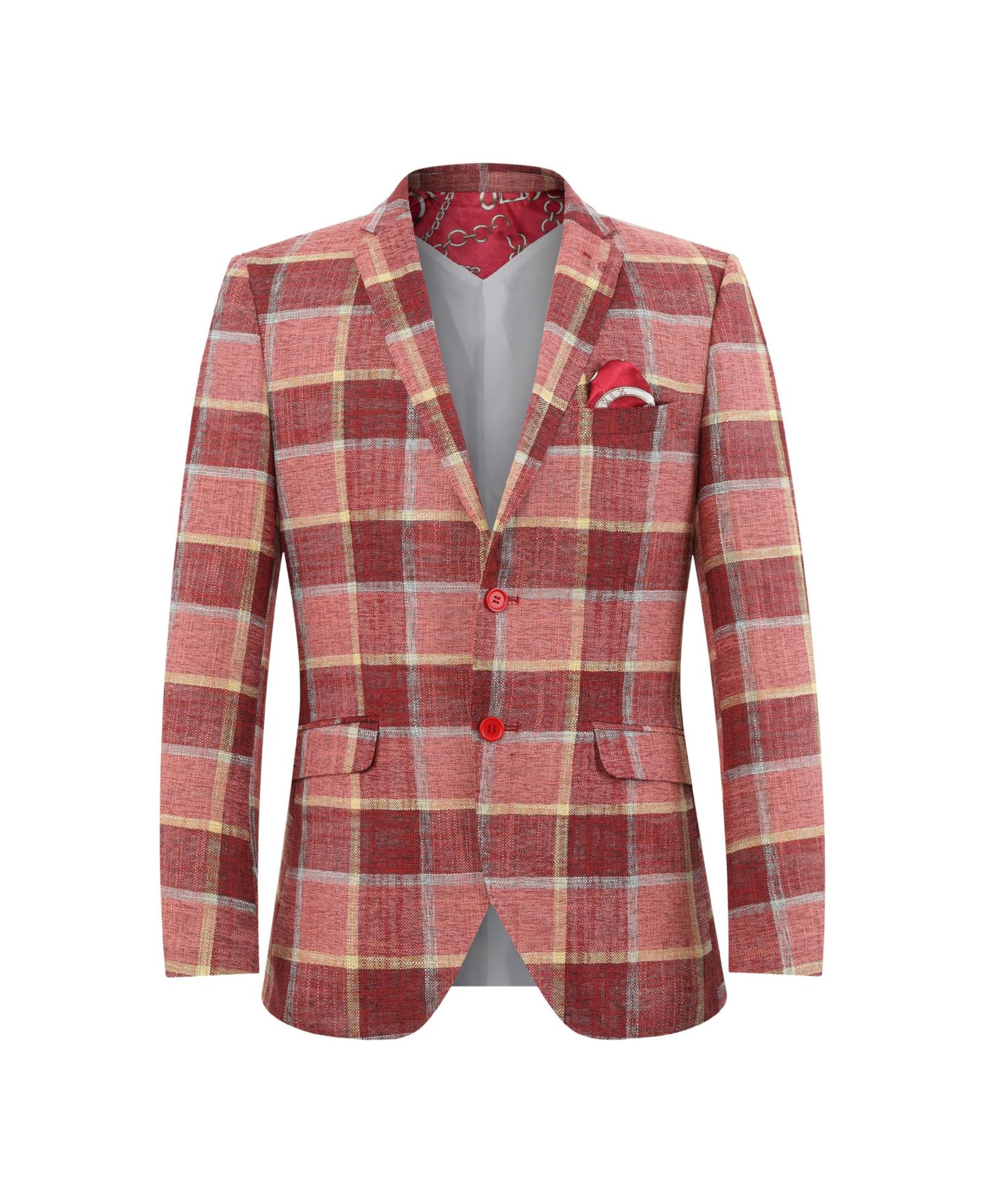 Пиджак Elie Balleh Red Slim Fit Plaid Blazer для мальчиков, цвет: Красный — фото 1