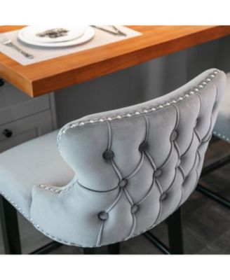 Velvet Wingback Bar Stools, Set of 2