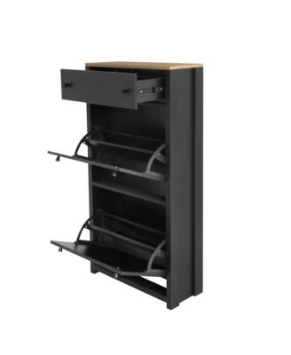 Streamdale 2-Drawer Entryway Shoe Organizer, Wood Grain Top