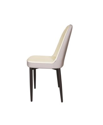 Modern PU Leather Dining Chairs with Cushions (Set of 4), Black Metal Legs.