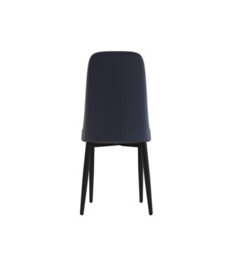 Set of 4 White and Blue Modern PU Leather Dining Chairs with Metal Legs