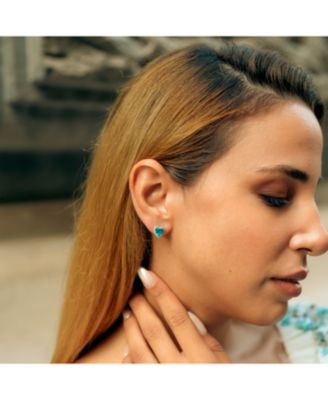 Heart Of Ocean Blue Sterling Silver Stud Earrings