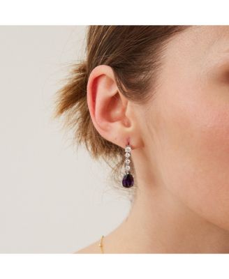 Pear Shape Amethyst Sterling Silver Drop Earrings