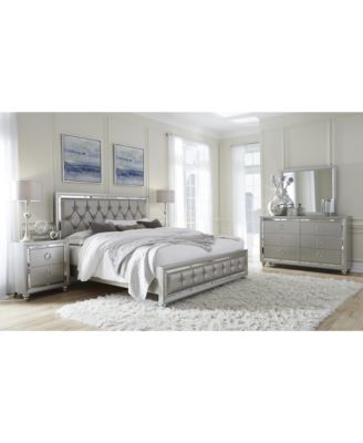 Modern Tone Nightstand with 2 Drawers and Mirror Accents