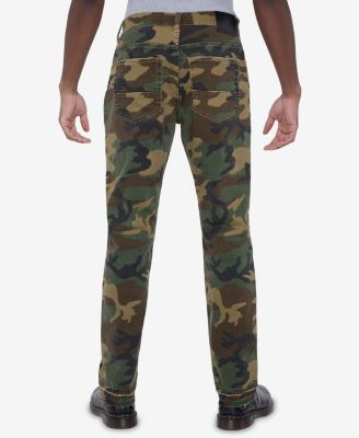 Men's Printed Pieced Fringed Stacked Jeans