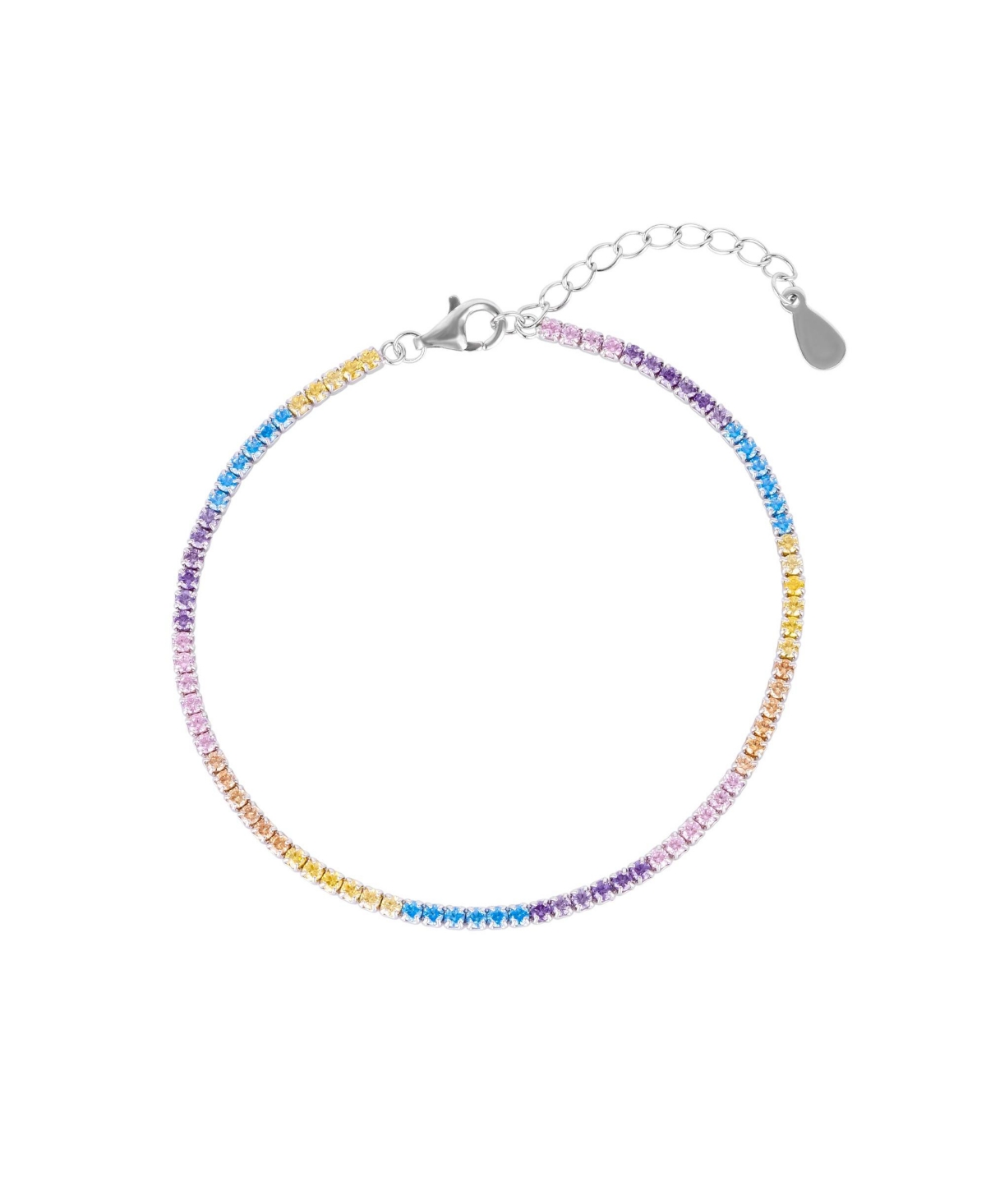 Pastel Color Colourful Sterling Silver Tennis Bracelet - Silver