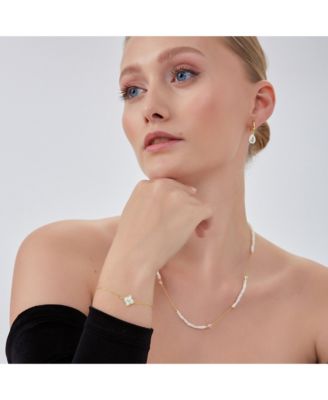 Baroque Irregular Pearl Jewelled Sterling Silver Chain Necklace In Gold