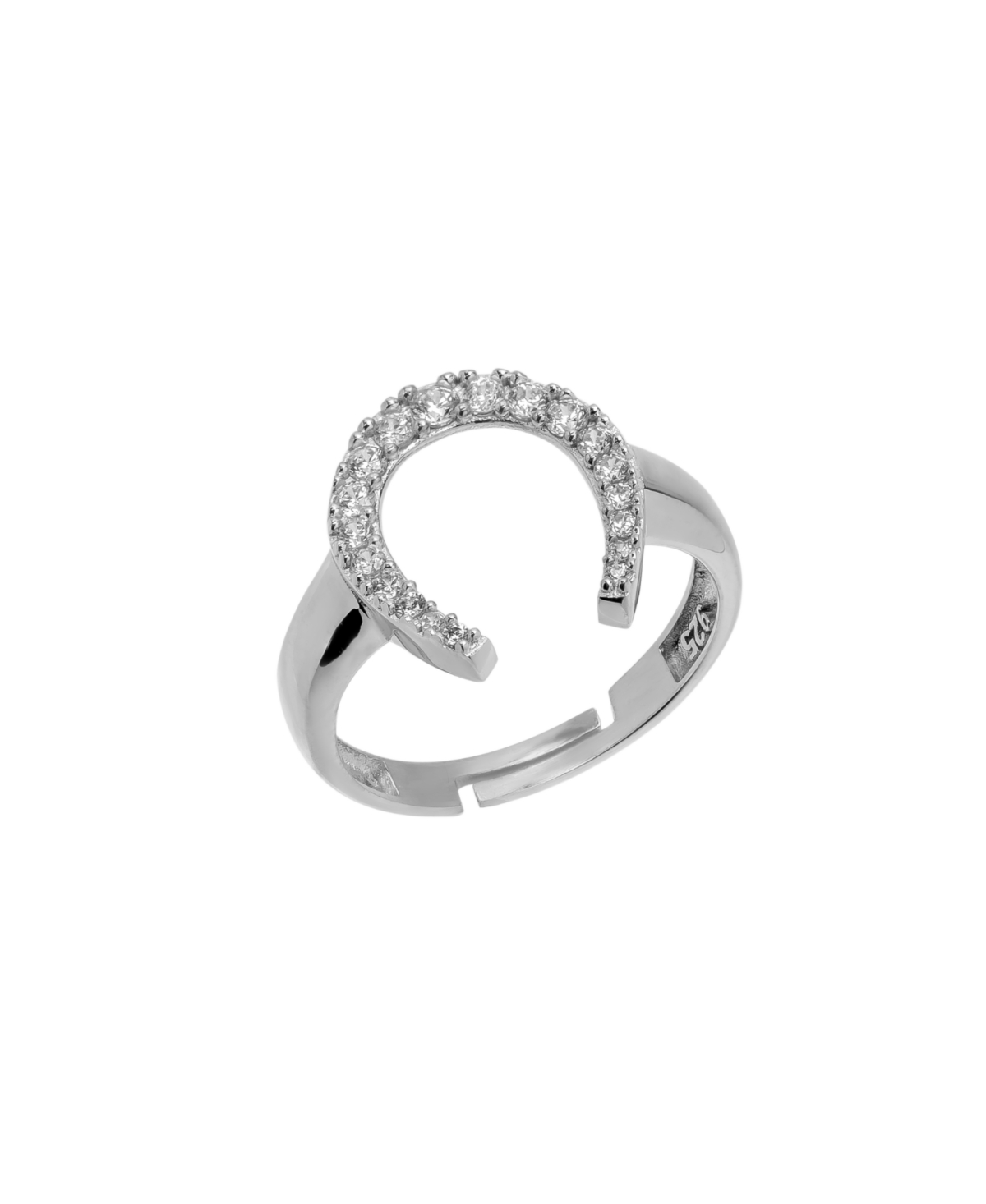 Sterling Silver Horseshoe Equestrian Ring - Silver