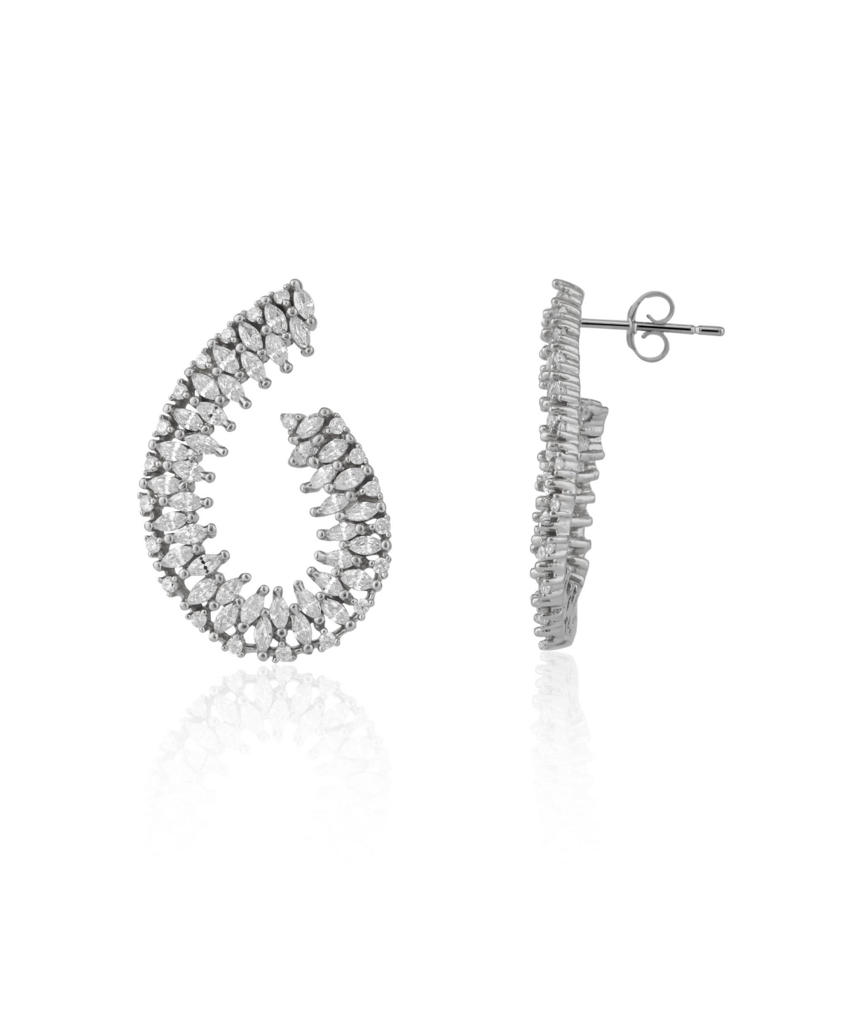 Chunky Spiral Helix Sterling Silver Earrings - Silver