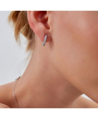 Pave Sterling Silver Hoop Earrings