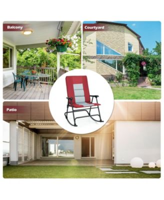 Foldable Rocking Padded Portable Camping Chair with Backrest and Armrest