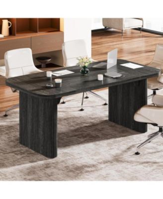 62-Inch Wood Double Pedestal Easy-Assembly Executive Desk – Modern Home Office Workstation & Writing Table