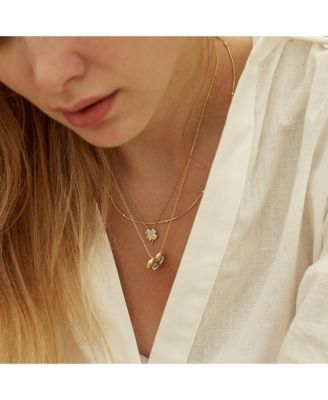 Four Leaf Clover Sterling Silver Necklace - White