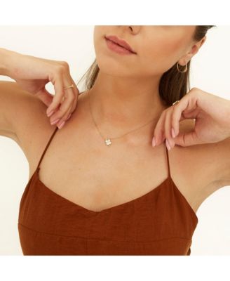 Four Leaf Clover Sterling Silver Necklace - White