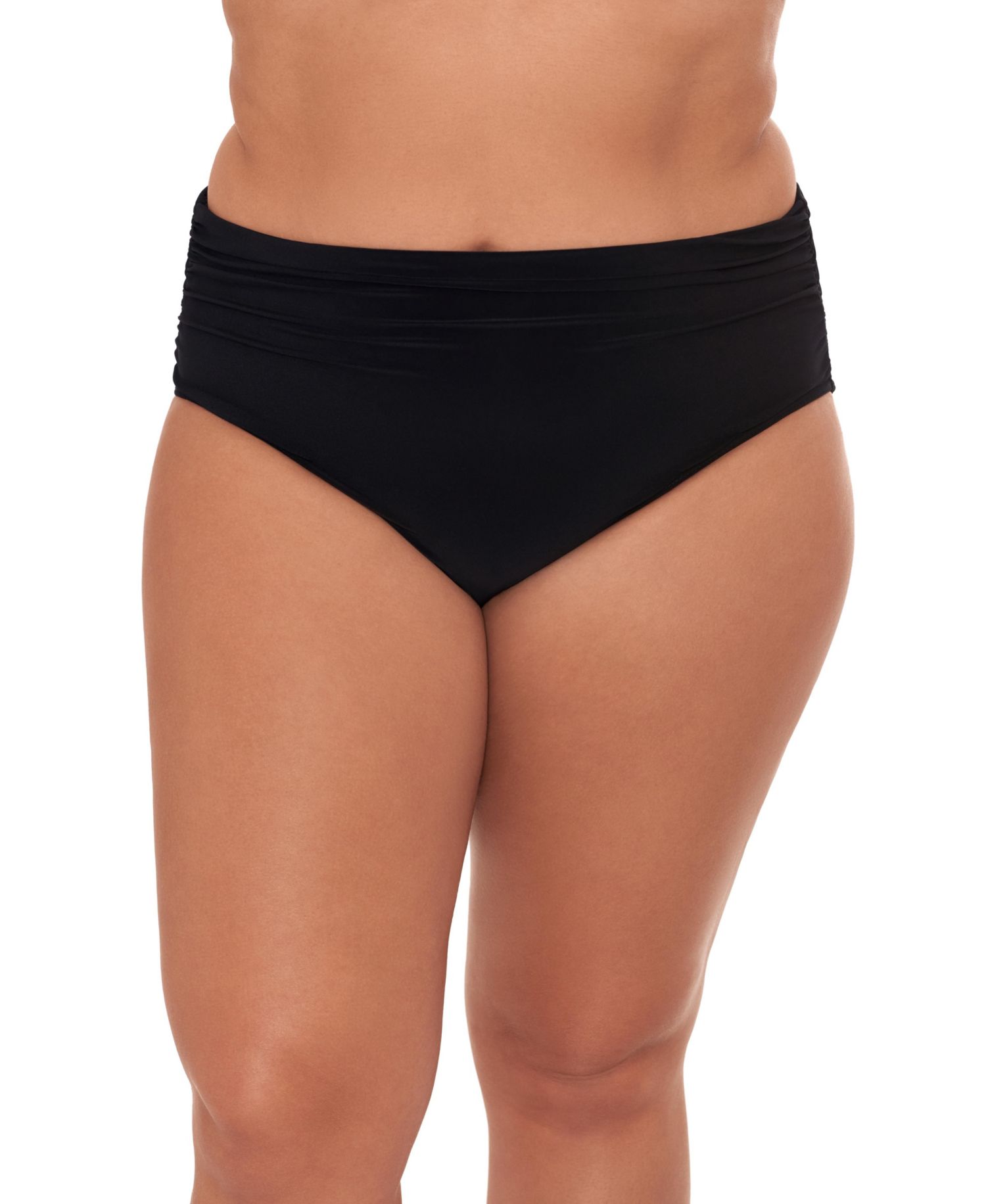 Plus Size Shirred Brief Swim Bottom