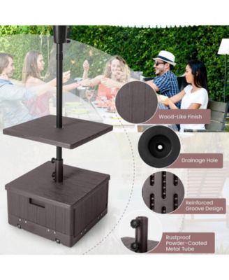 175 LBS Outdoor Fillable Umbrella Base with Table Tray