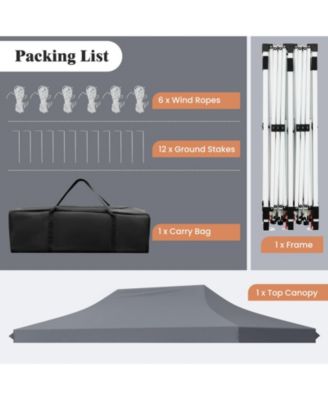 10 x 20 FT Pop-up Canopy Tent with Carrying Bag-Gray