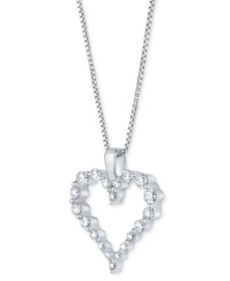 Diamond Heart 18" Pendant Necklace (1/2 ct. t.w.) in 14k White Gold