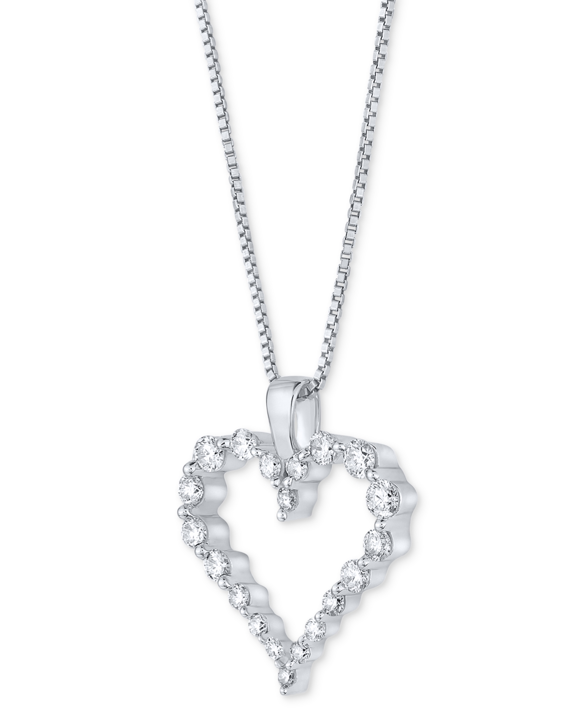 Macy's Diamond Heart 18" Pendant Necklace (1/2 Ct. T.w.) In 14k White Gold In Gold