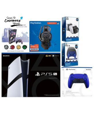 Playstation 5 Pro 2TB of Storage Bundle with Extra Controller, Plantronics Headset, Pro Gamer Kit, Dual Charge Dock and MightySkins Decal Voucher