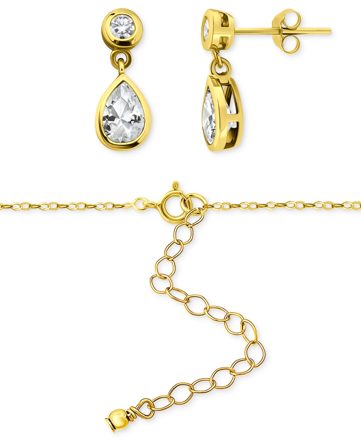 Giani Bernini 2-pc. Set Cubic Zirconia Pear & Round Pendant Necklace & Drop Earrings In Sterling Silver, Exclusive In Gold