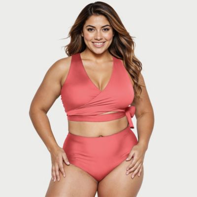 Plus Size Emery 2-Piece Wrap Style Swim Set With Reversible Top and High-Waisted Bottom