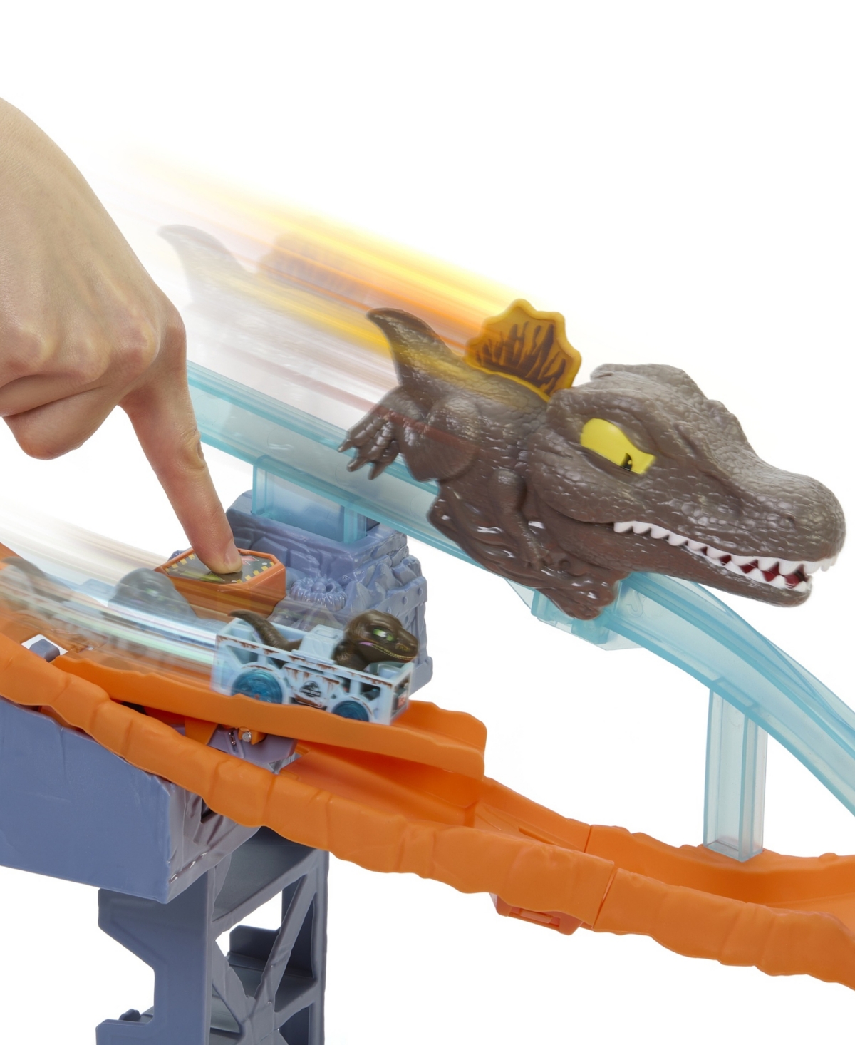 Hot Wheels Racerverse Jurassic World Crash & Splash Track Set & Die-cast Dinosaur Toy Car In Multi
