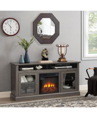 Contemporary TV Console with Fireplace (60"W