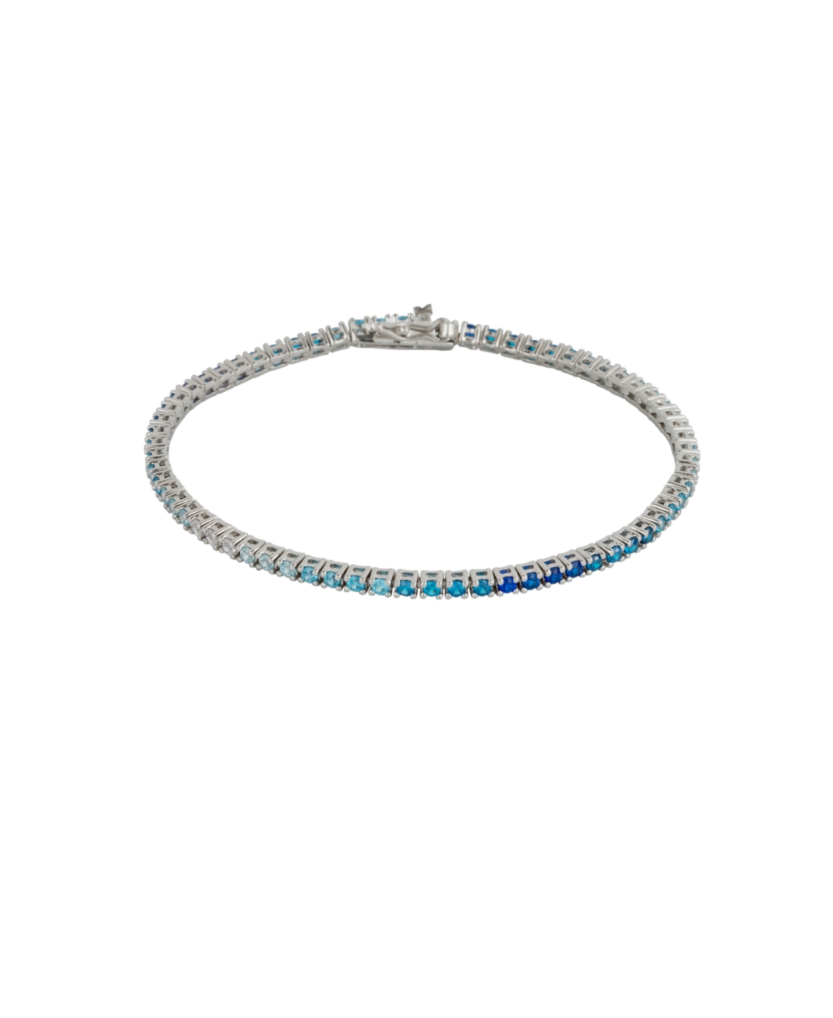 Sterling Silver Blue Gradient Fine Tennis Bracelet - Silver