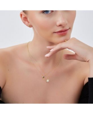 White Opal Sun & Sunburst Necklace in Sterling Silver