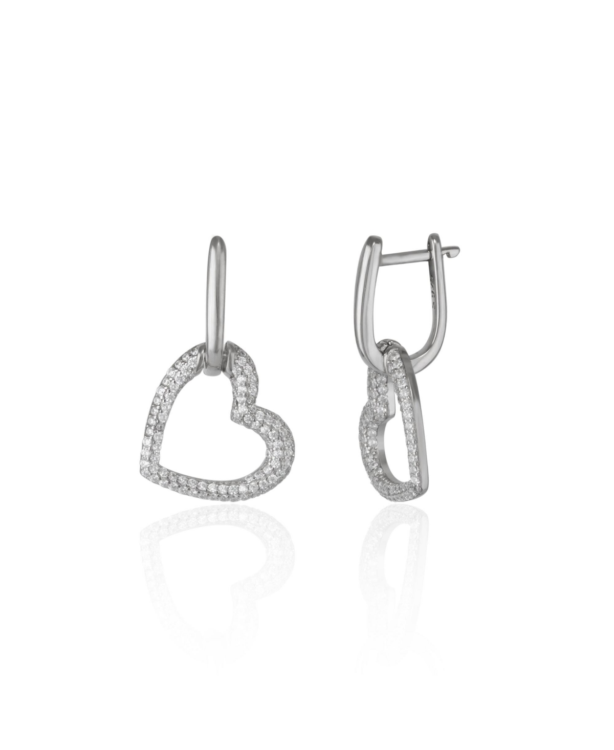 Chunky Heart Sterling Silver Drop Earrings - Silver