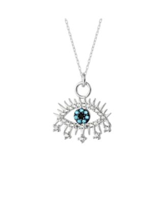 Evil Eye Eye Eyelash Sterling Pendant Necklace