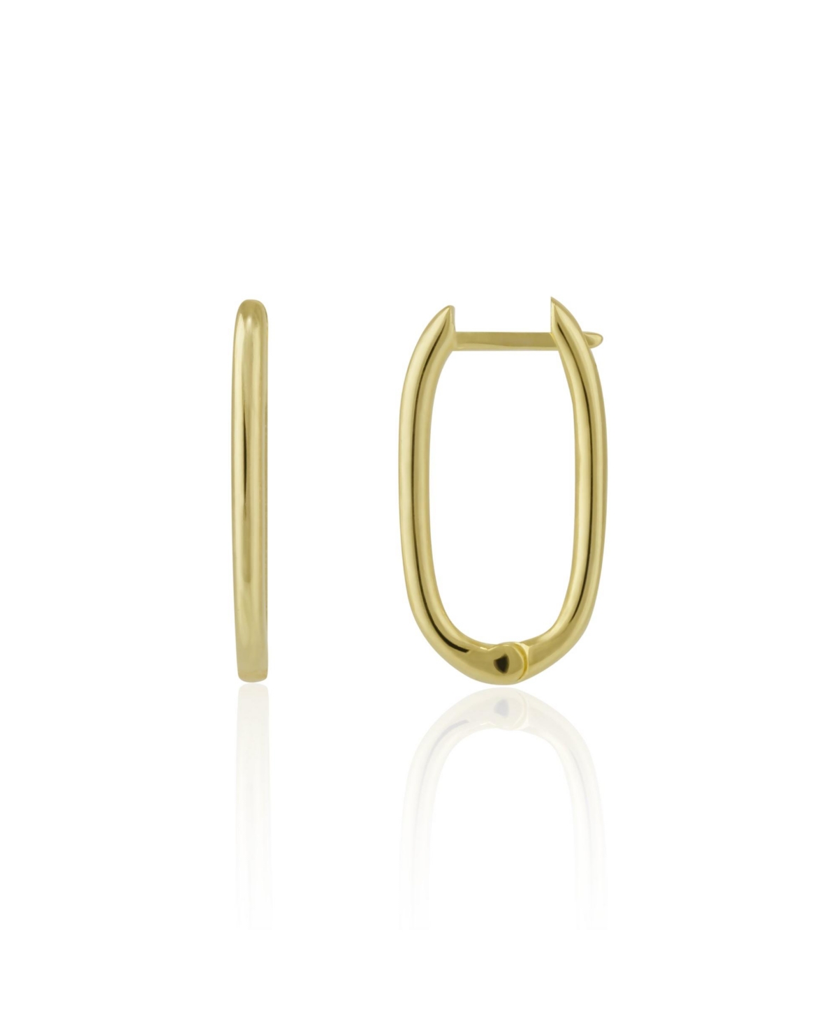 Oval Rectangular Sterling Silver Hoop Earring - Rose gold