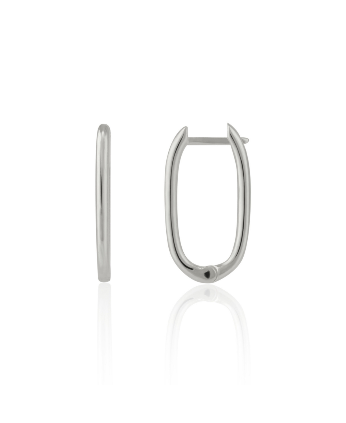 Oval Rectangular Sterling Silver Hoop Earring - Rose gold