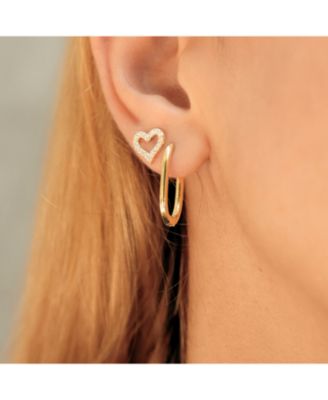 Oval Rectangular Sterling Silver Hoop Earring