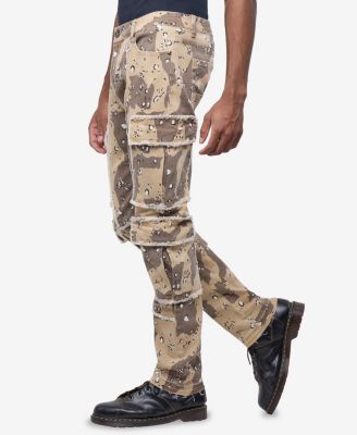 Men's Printed Cargo Pocket Denim Jeans
