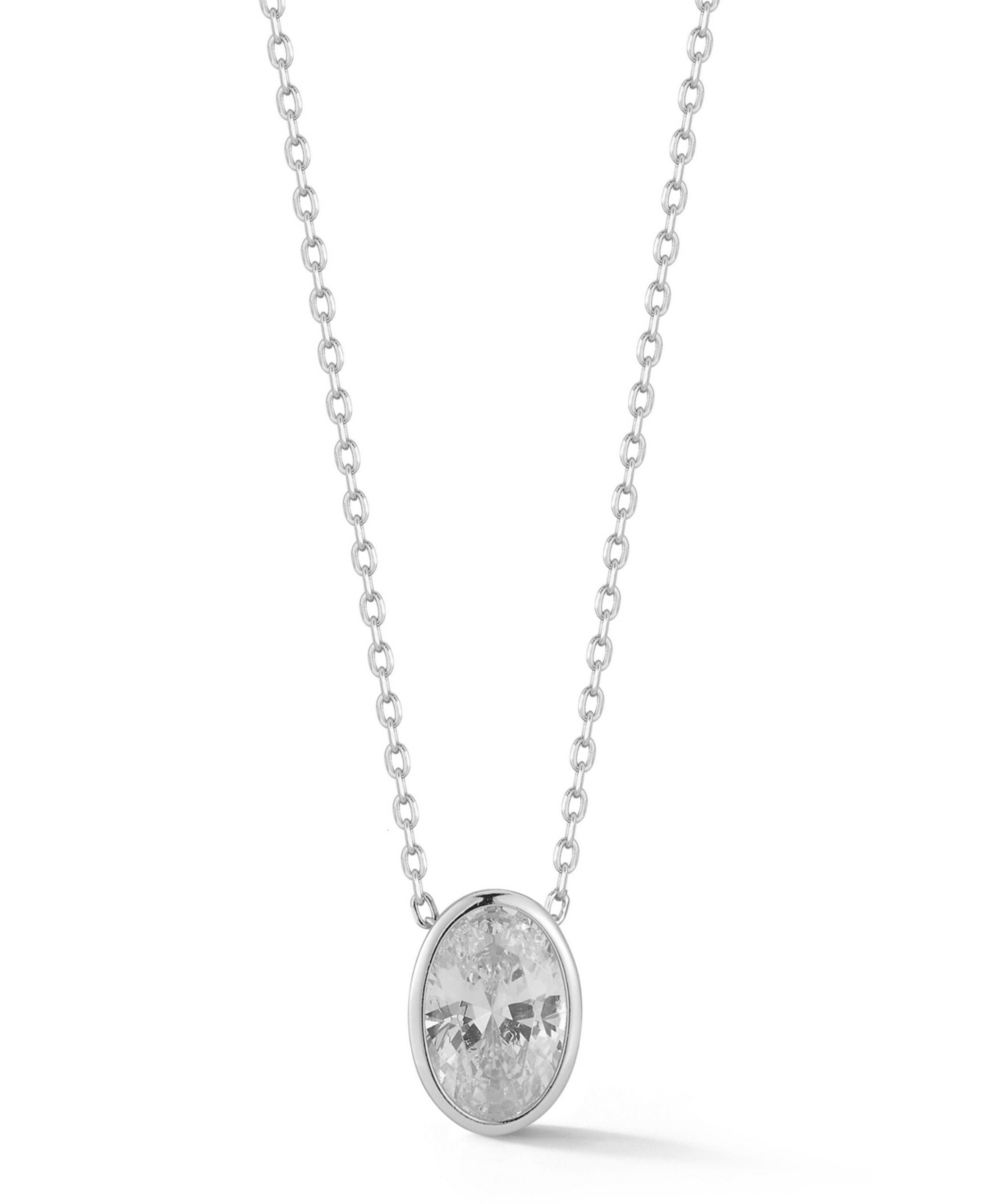 14K Gold Plated Sterling Silver Oval Cut Solitaire Necklace - Gold