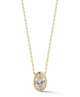 Rachel Zoe 14K Gold Plated Sterling Silver Oval Cut Solitaire Necklace - Gold 96$