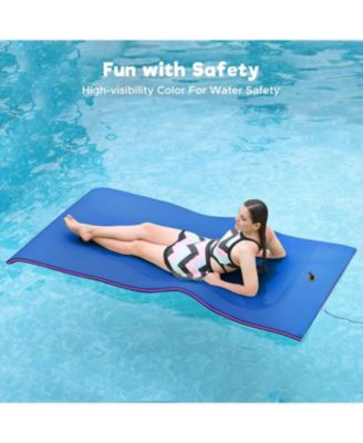 Blue Water Floating Mat Foam Pad, 7x3FT Bouncy Tear-Resistant XPE Foam