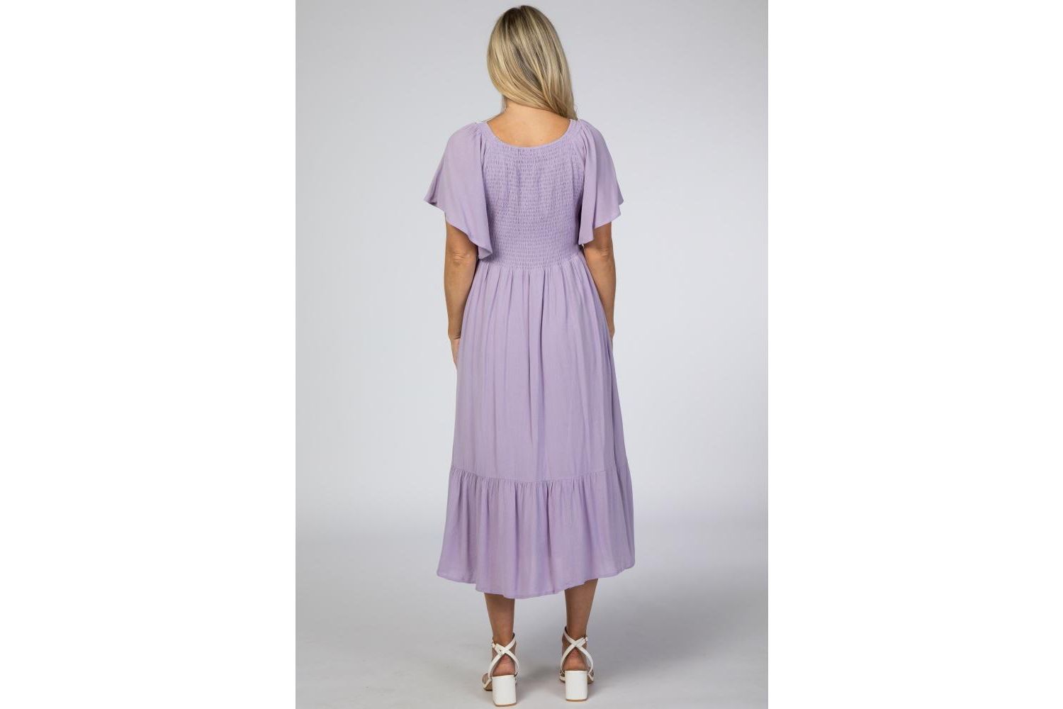 Women's Lavender Smocked Ruffle Dress