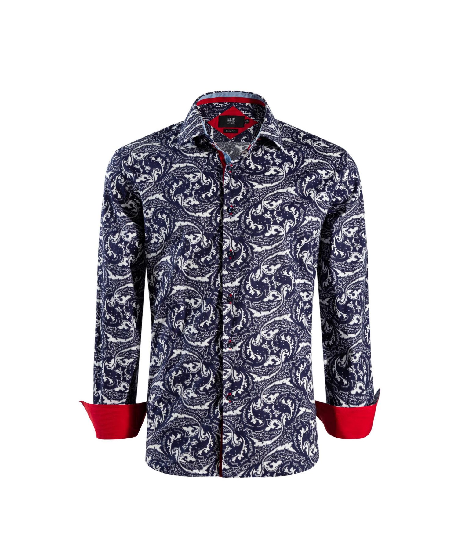 Big Boys Navy Paisley Pattern Slim Fit Shirt