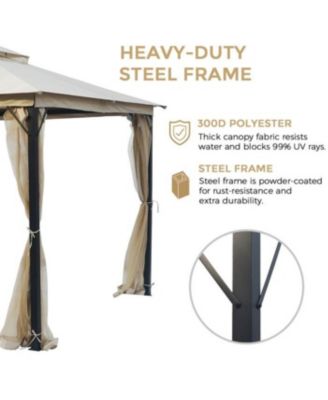 Rustproof Double Top Gazebo with Mosquito Curtains for Outdoor Enjoyment