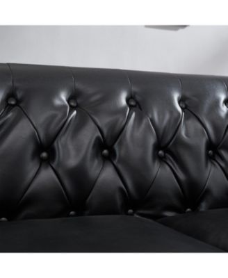 85.8" Chesterfield Sofa - Tufted Faux Leather