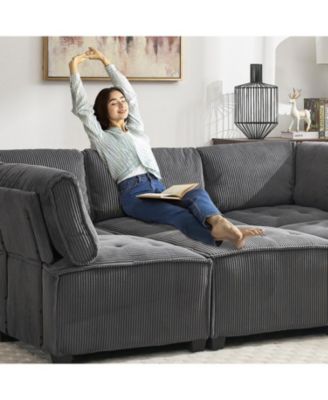 U-Shaped Modular Sectional Sofa with Reversible Chaise